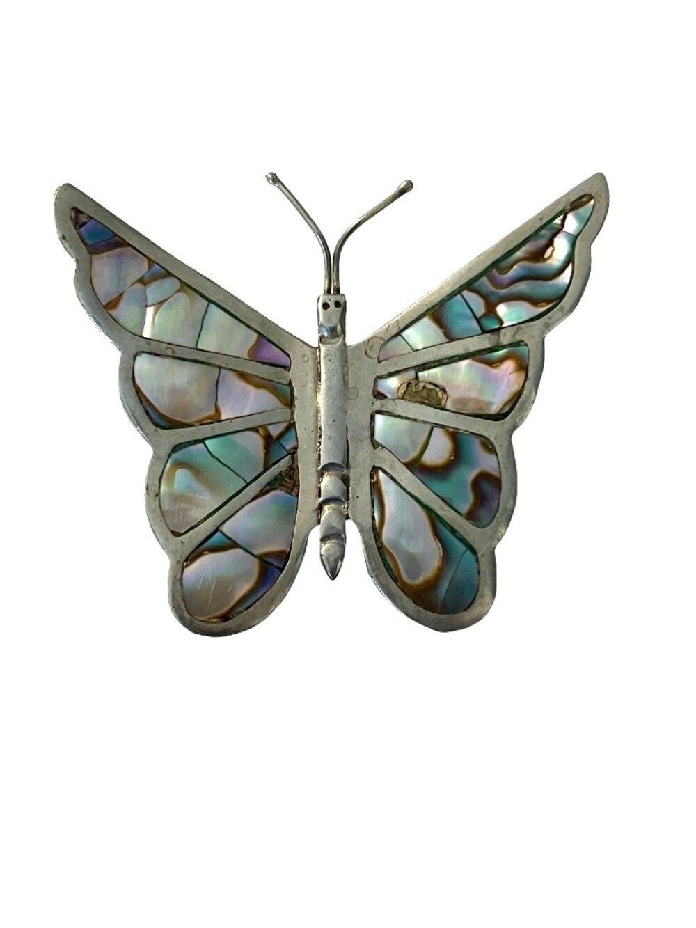 Vintage Abalone Shell Butterfly Brooch Hecho En Mexico Inlaid Butterfly Pin 2.5
